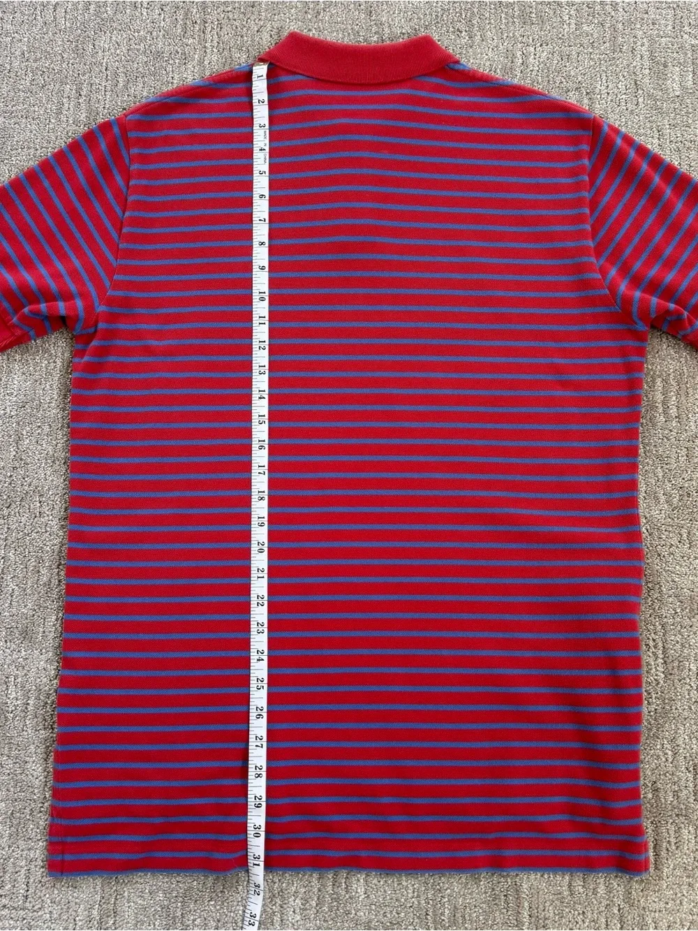 Ralph Lauren Men’s Polo Shirt - Red with Blue Stripe